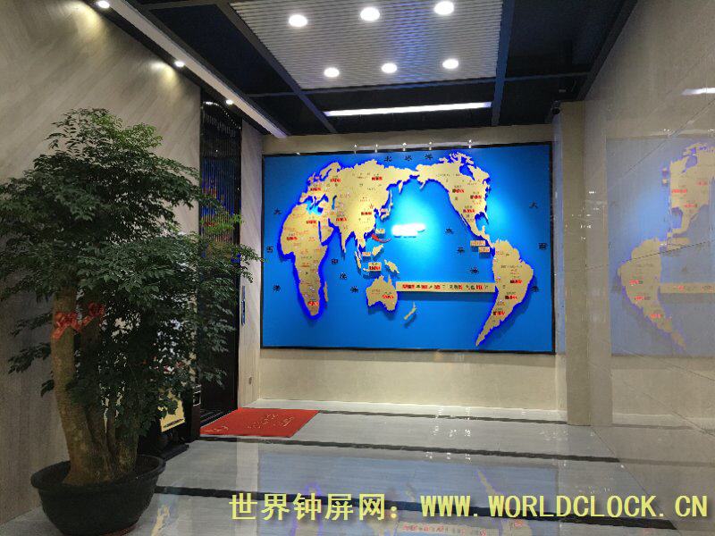 酒店前台背景墙装饰用世界时间地图钟